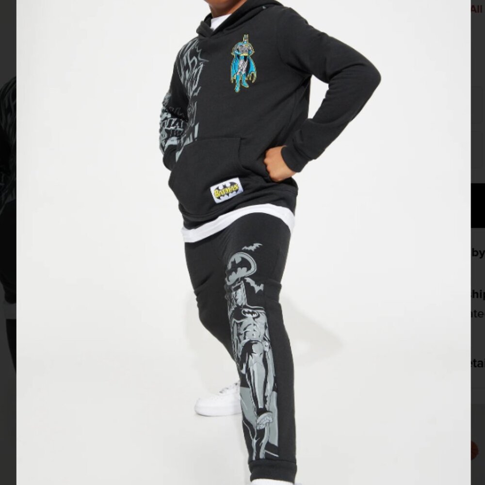 Boys Batman 2pc Black Hoodie Jogger Set